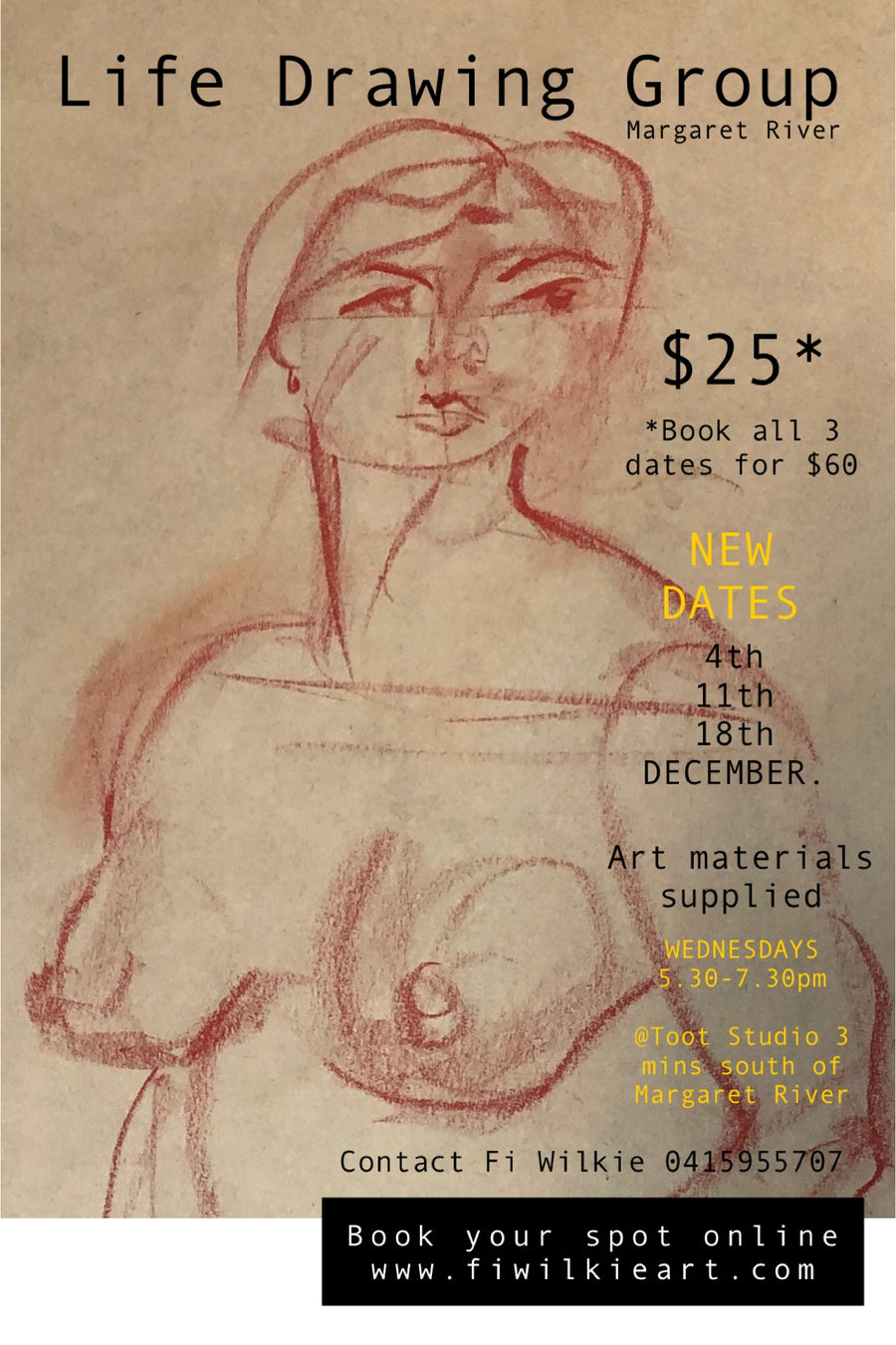 December Life Drawing Group Thursday 5.30 - 7.30